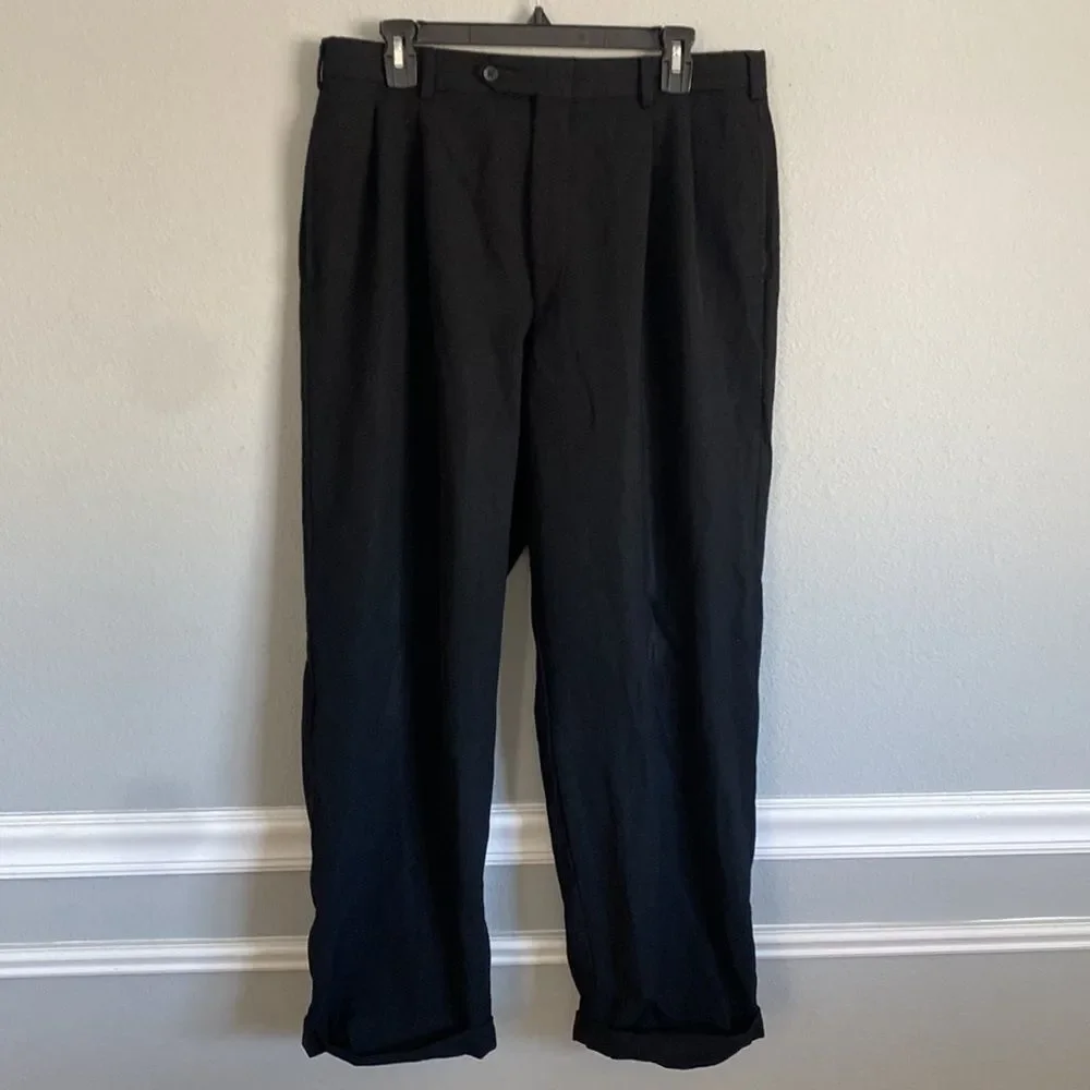 Turn-Up Cuff Trousers Pants Solid Black